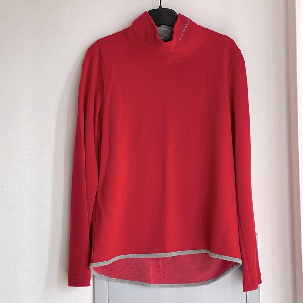 Castelbajac Sport Red Long Sleeve Women’s Top with Gray Trim